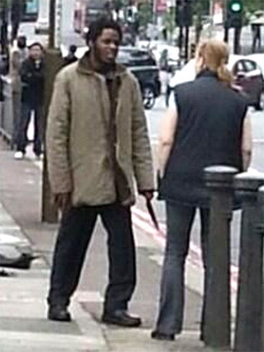 Michael Adebowale pictured shortly after last Wednesday's attack