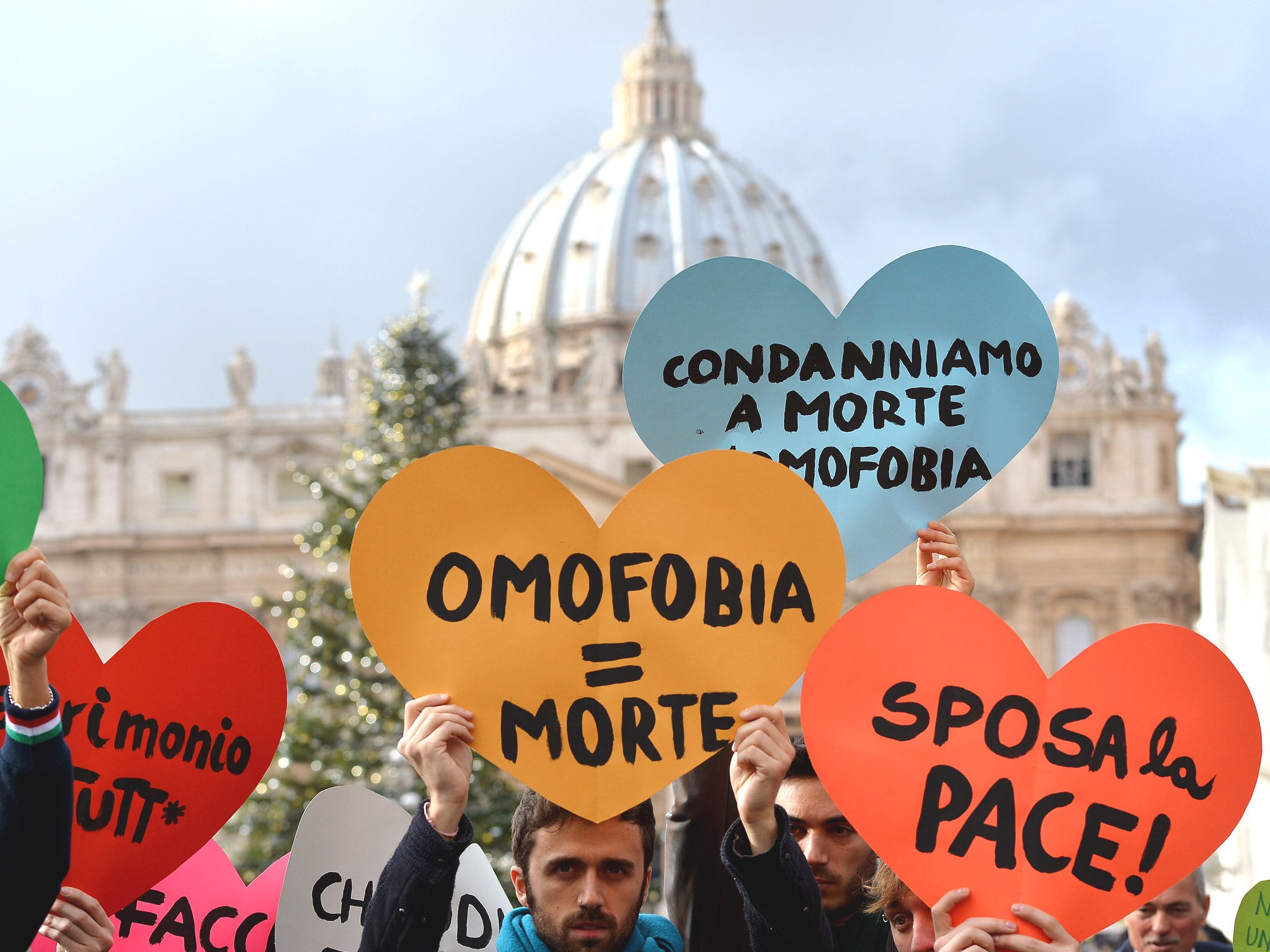 Italian gay movement members demonstrate in front of the Vatican last year