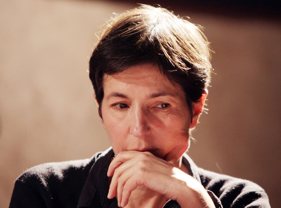 French writer Christine Angot reads her last novel 'Le Marche Des Amants' at the Villa Medici on February 10, 2009, in Rome Italy.