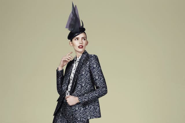 Dress to impress: Model wears jacket £1,250, trousers £595, blouse £595, all by Mulberry, mulberry.com