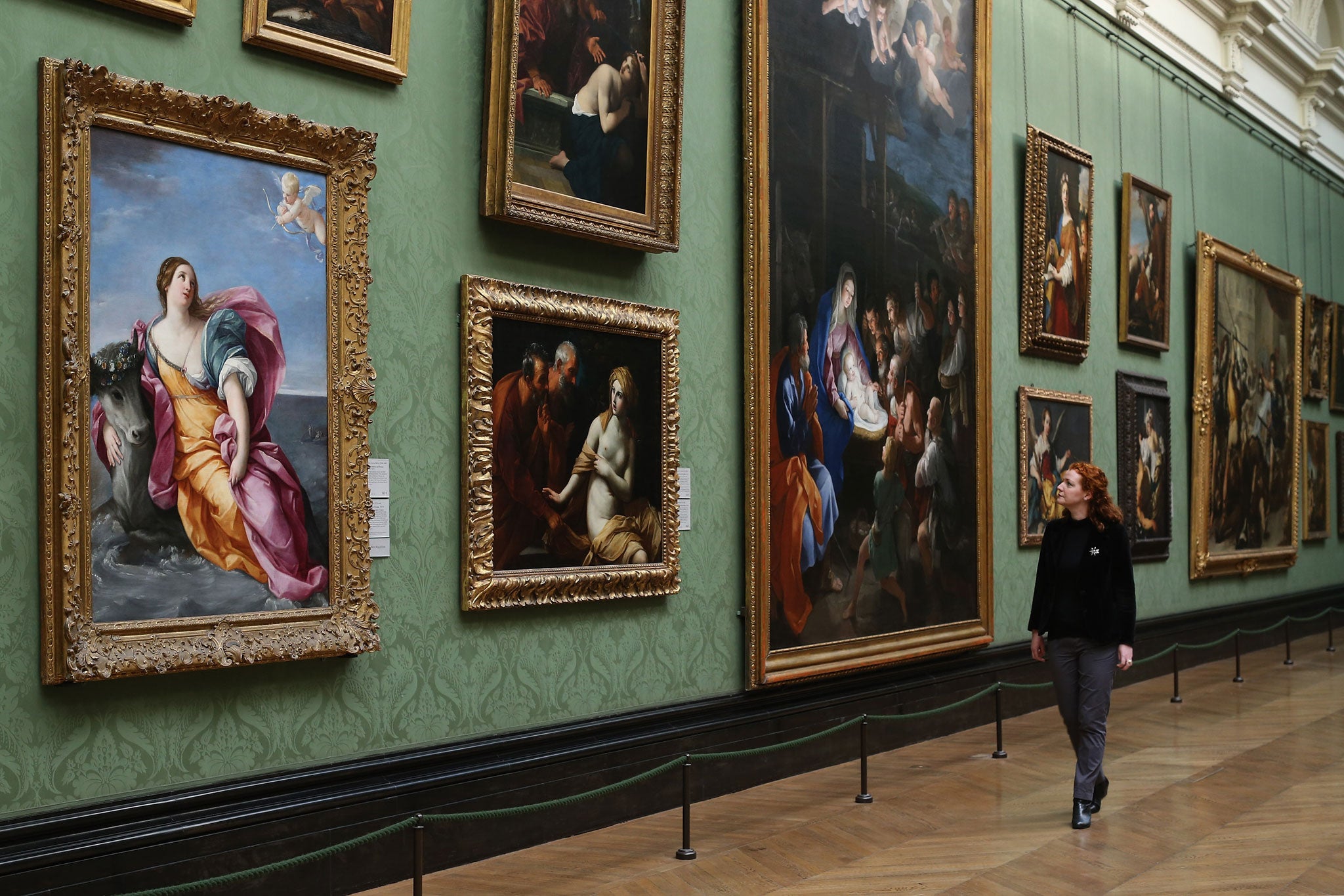 Romantic image of the wanderer: visitor at the National Gallery, London