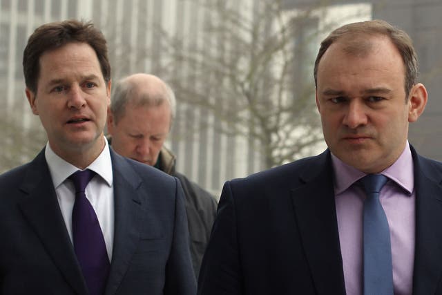 Deputy Prime Minister Nick Clegg (L) and the newly appointed energy secretary Ed Davey (R) visit BRE (Building Research Establishment) on February 6, 2012 in Watford, England.