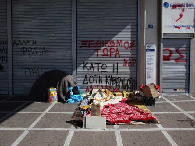 Soaring unemployment levels in crisis-stricken Greece have led to a worrying increase in homelessness in the past two years