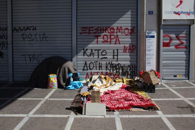 Soaring unemployment levels in crisis-stricken Greece have led to a worrying increase in homelessness in the past two years