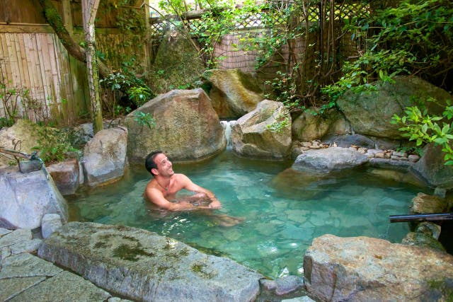 Water therapy: The writer in an onsen