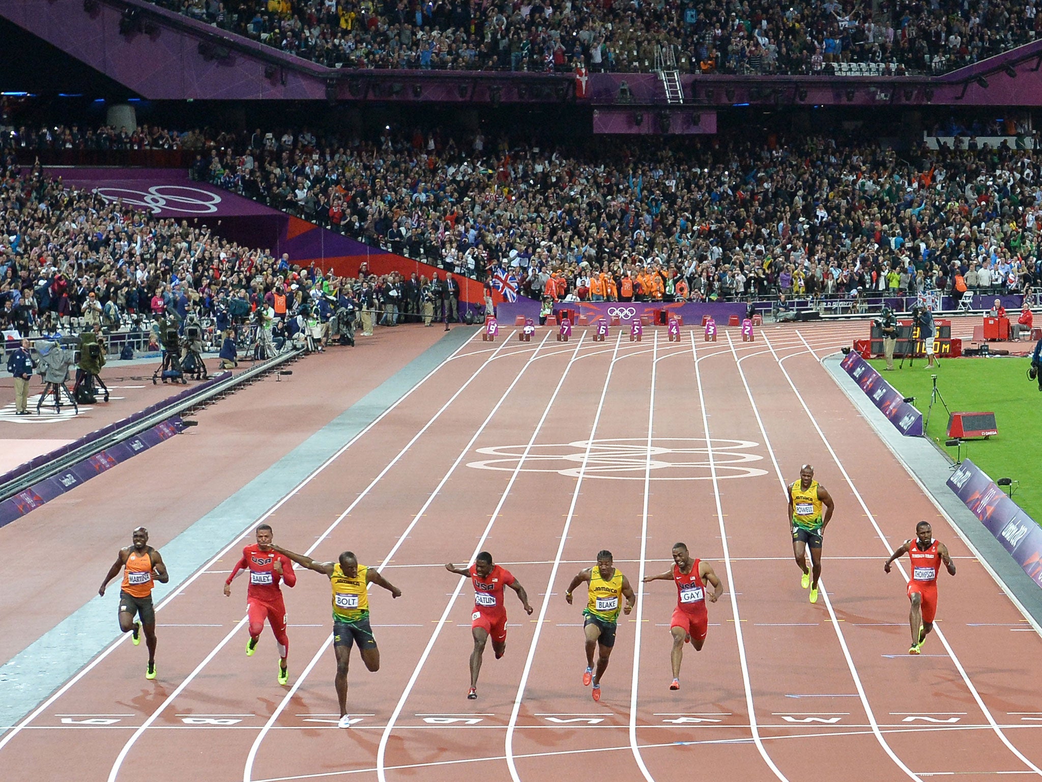 Usain Bolt wins his 100m gold at London 2012