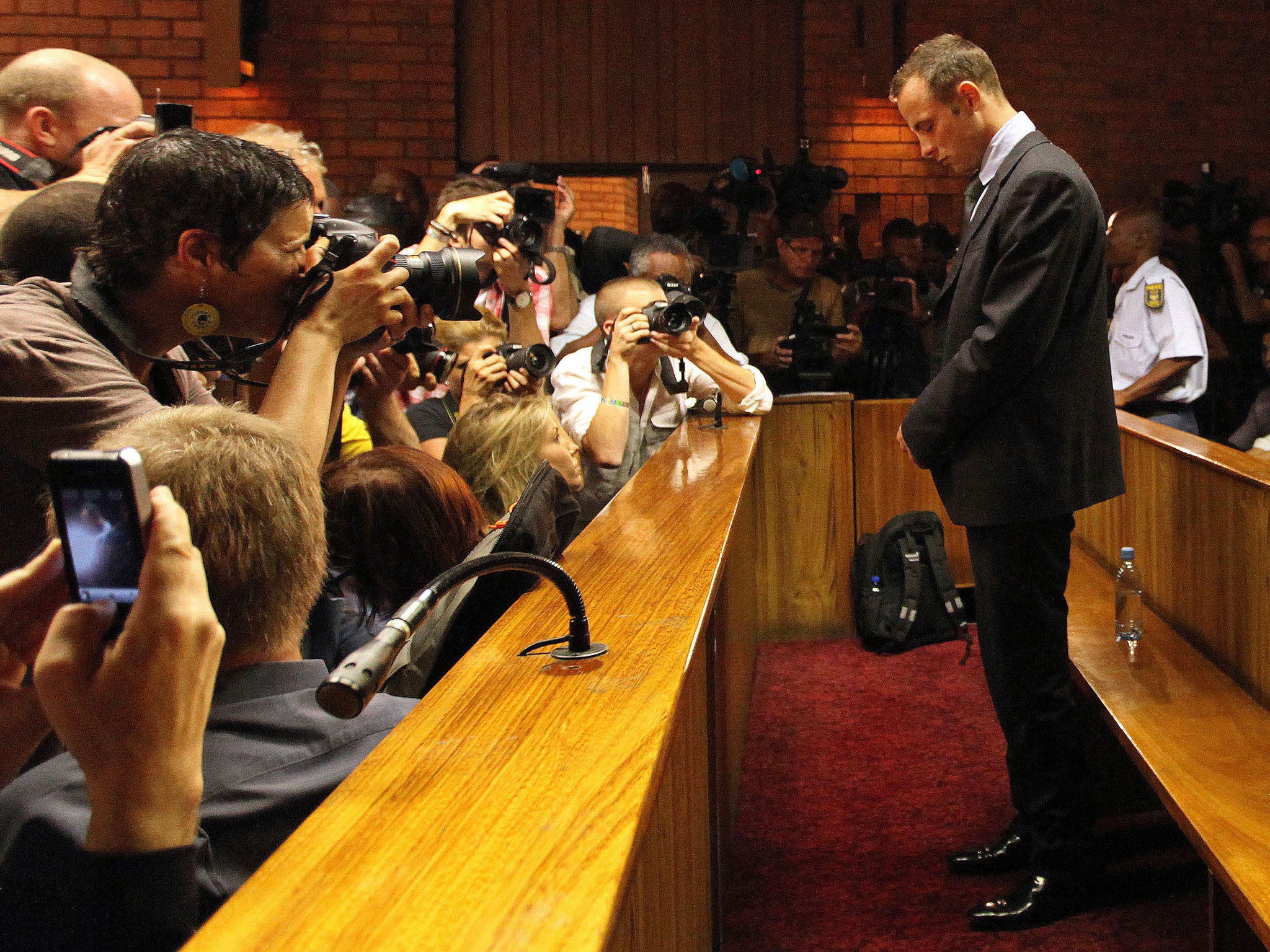 Oscar Pistorius at his bail hearing in February