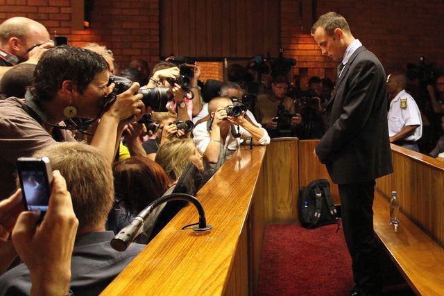 Oscar Pistorius at his bail hearing in February 