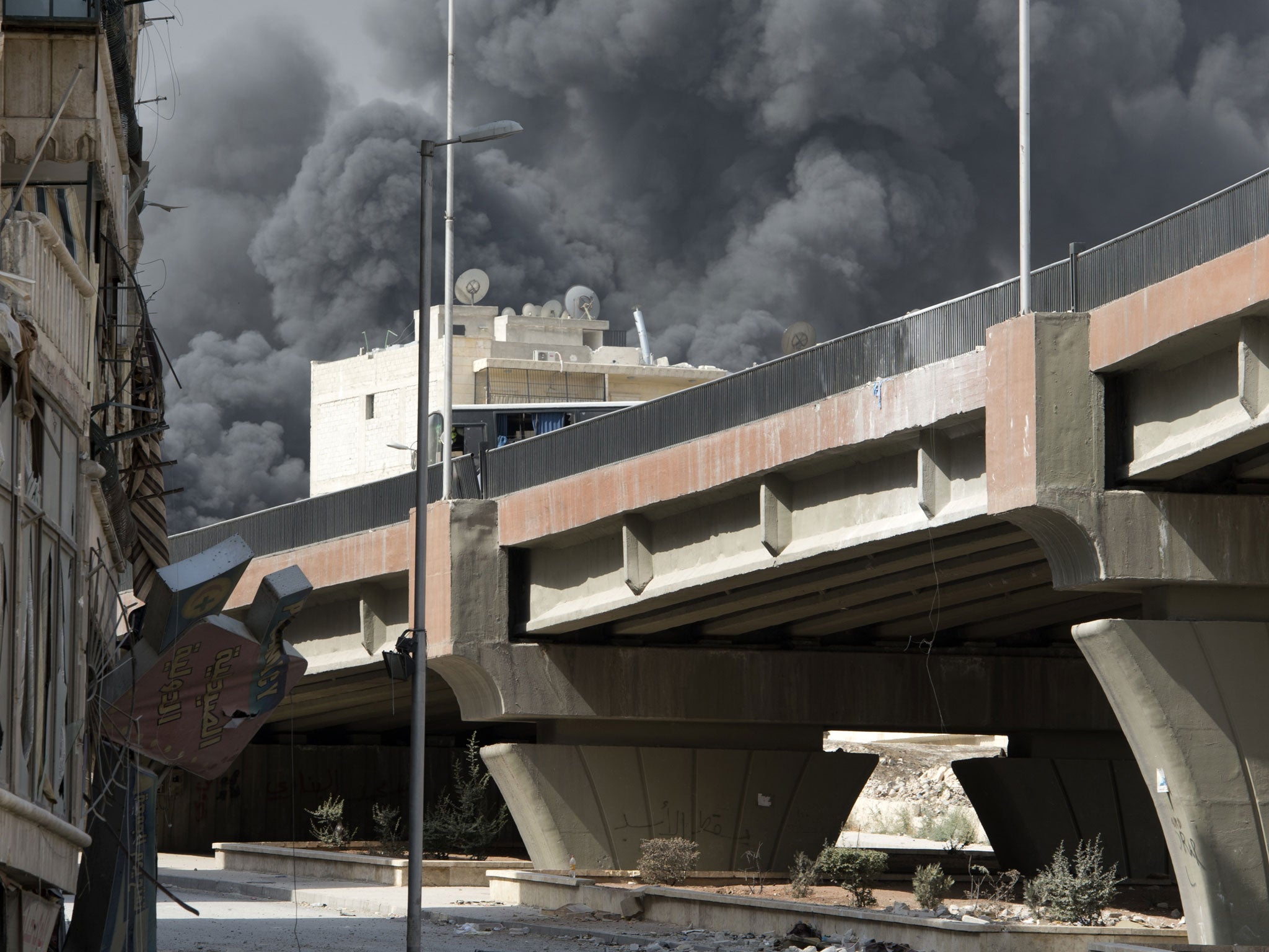 A textile factory is bombed by Assad’s forces in Aleppo