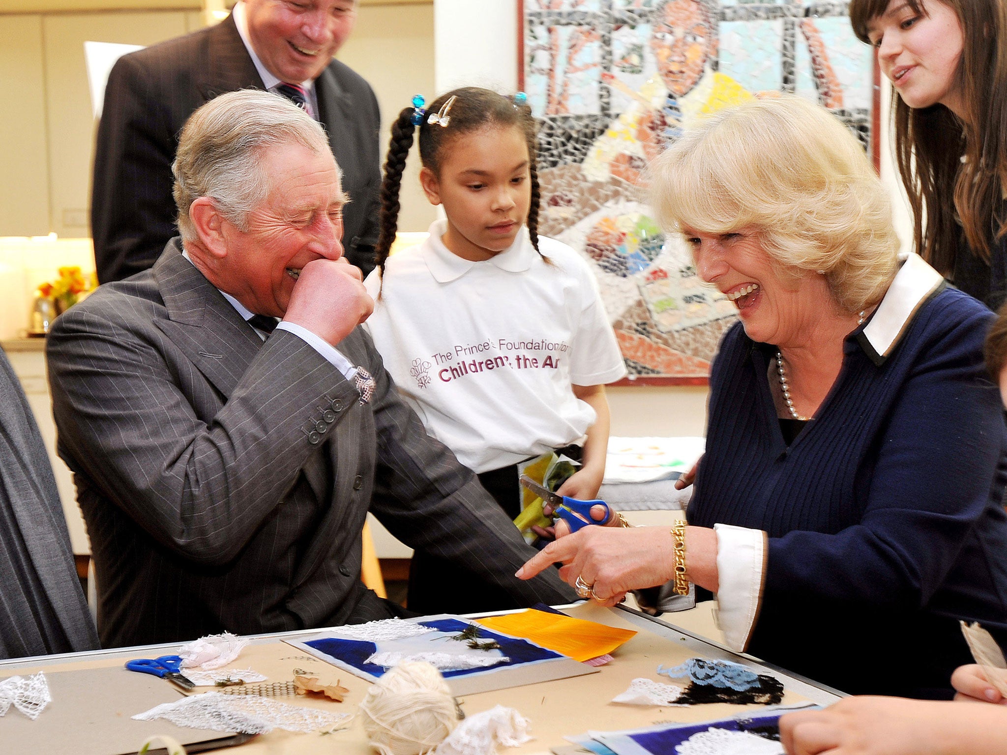 Prince Charles and the Duchess of Cornwall during a visit to the Dulwich Picture Gallery last year to see work done by the Prince’s Foundation for Children and the Arts