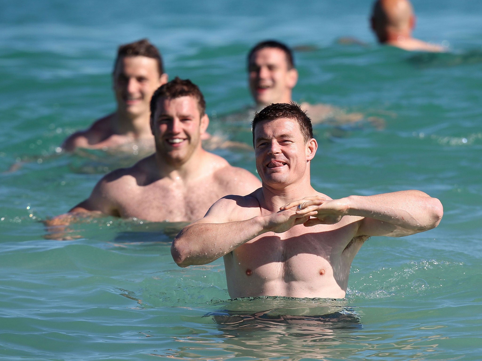 Brian O'Driscoll and team-mates whet their appetite for battle at City Beach, Perth