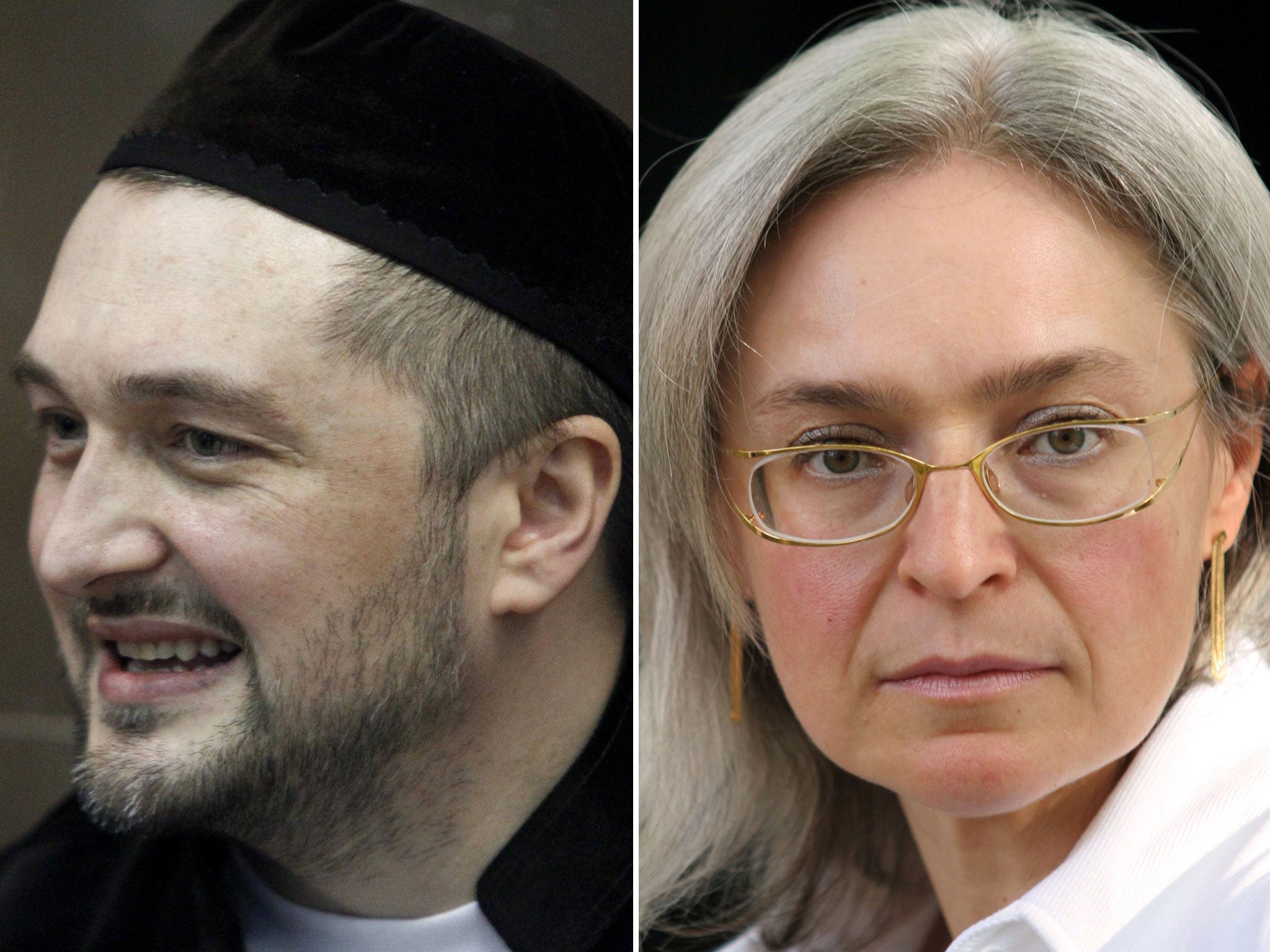 More than six years after Politkovskaya (right) was shot at her Moscow apartment building, Rustam Makhmudov (left), the suspected killer, two of his brothers and two other defendants, including his uncle, face murder charges for the second time