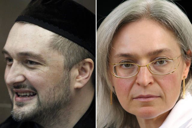 More than six years after Politkovskaya (right) was shot at her Moscow apartment building, Rustam Makhmudov (left), the suspected killer, two of his brothers and two other defendants, including his uncle, face murder charges for the second time