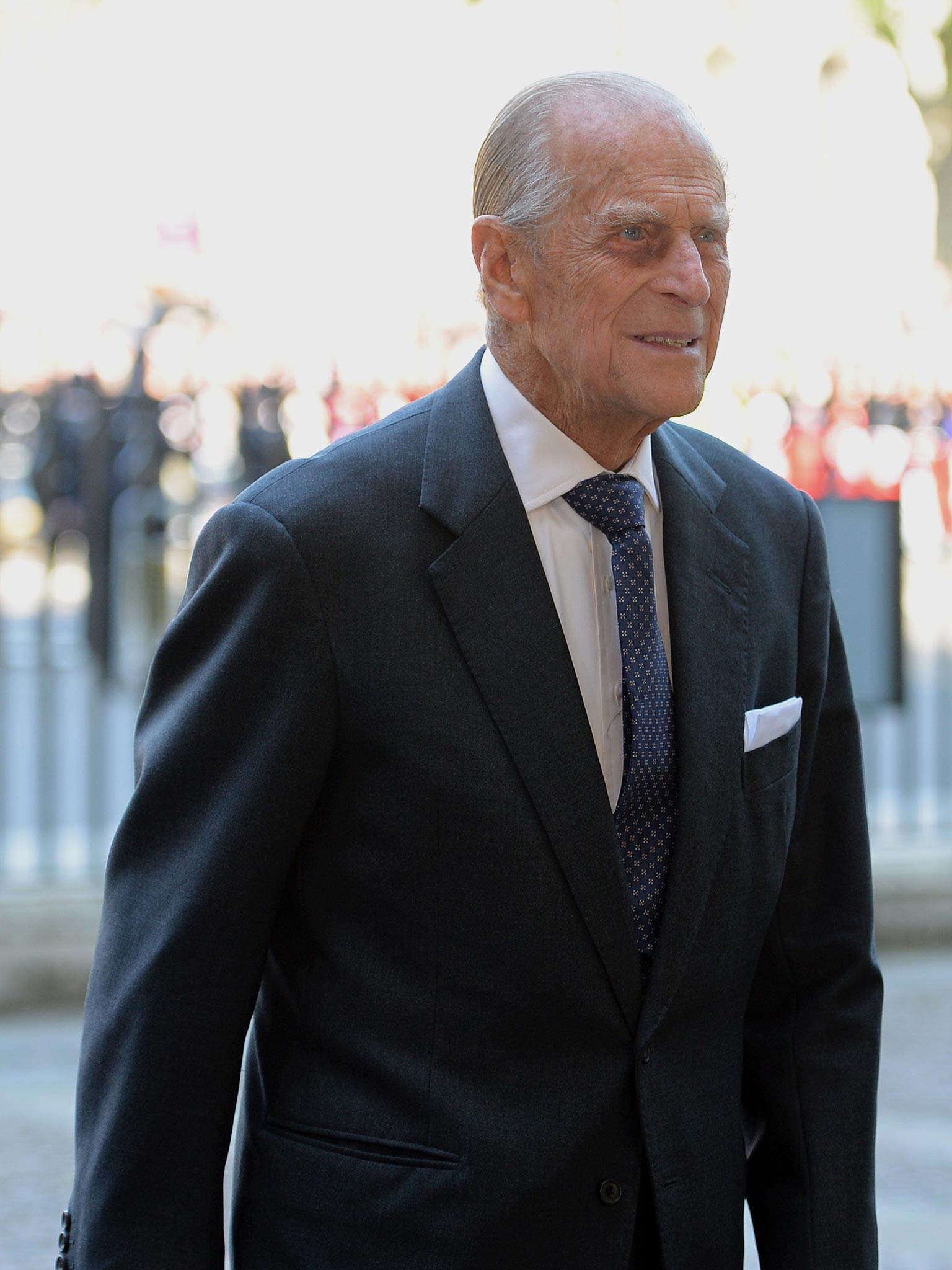 Britain's Prince Philip arrives at Westminster Abbey in London for a service to celebrate the 60th anniversary of the Coronation Service. Britain's Queen Elizabeth II, now 87, took the throne on February 6, 1952 upon the death of her father king George VI