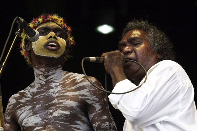 Yunupingu, right, at the Big Day Out concert in Sydney in 2000