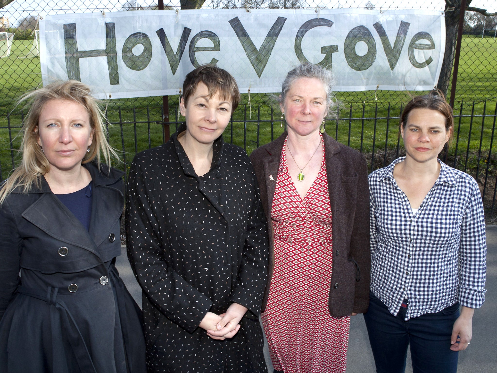 Friends of the Field campaigners: Ruth Buckley, Caroline Lucas MP, Lou McCurdy and Polly Strauss