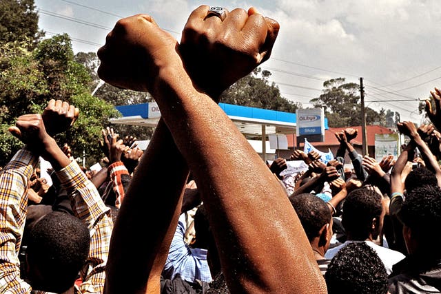 An opposition march in Addis Ababa on Sunday called for the release of political prisoners