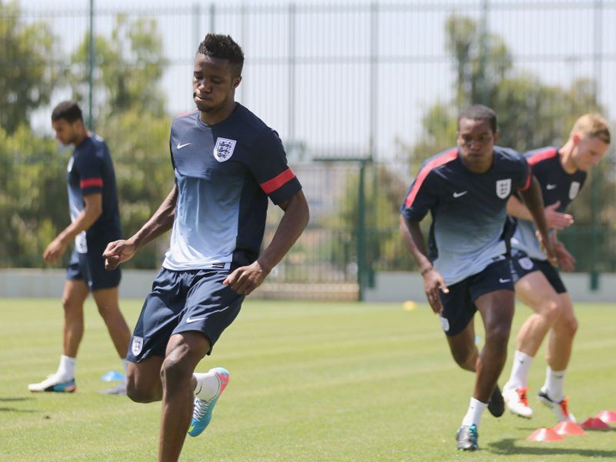 Wilfried Zaha of England warms up during a England U21's training session ahead of their UEFA European Under-21 Championship (Getty Images)