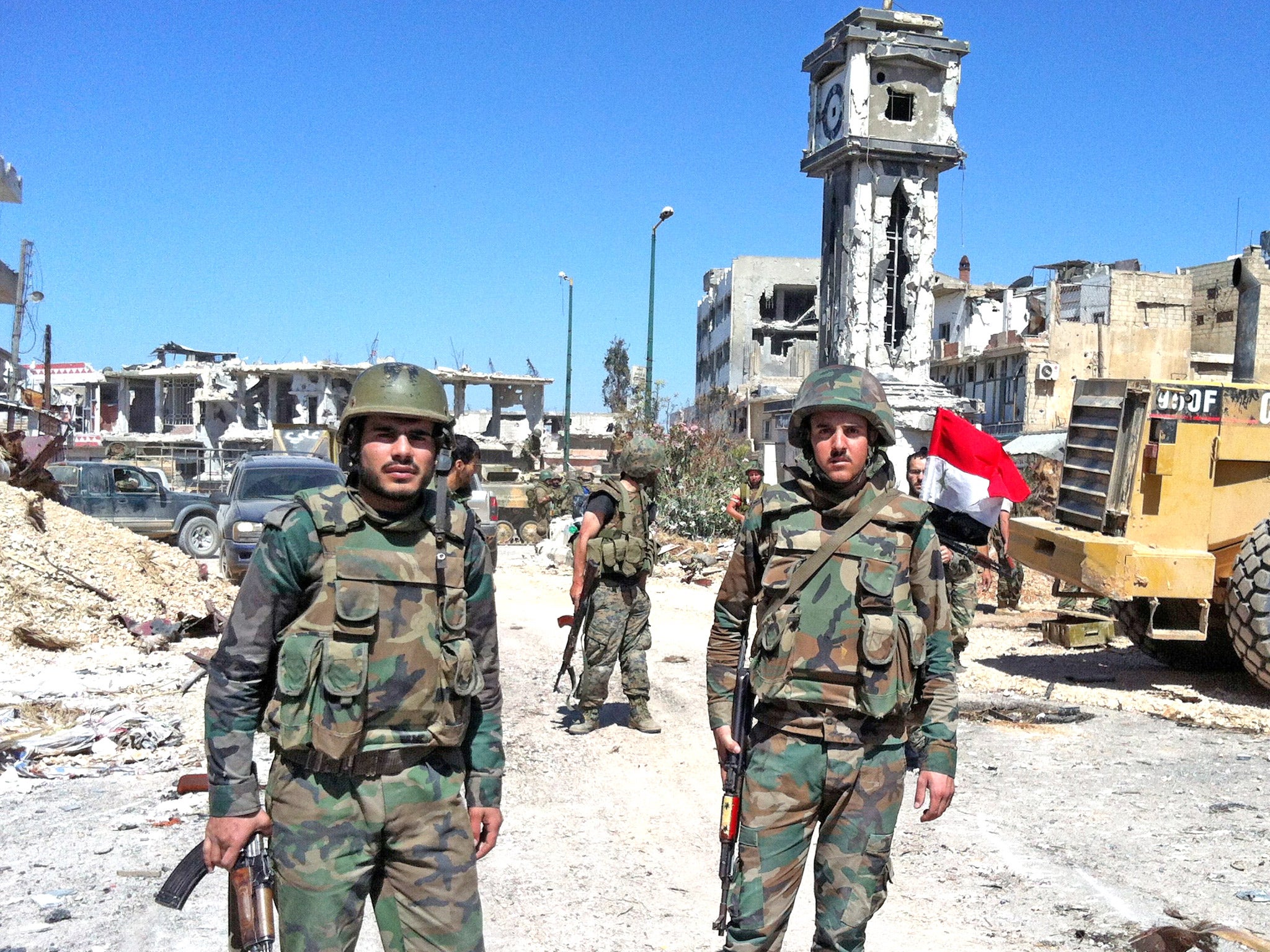 Syrian government soldiers in Qusayr