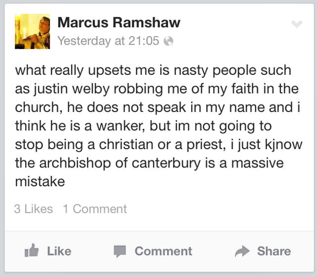 The Revd Marcus Ramshaw's post