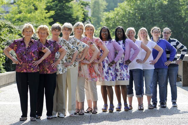 From left to right, Margaret Micklewright, Rosemary Case, Hazel Green,Christine Dafter, Margaret Turton, Barbara Pilgrim, Janet Morgan, Janese Samuels, Rebecca Fearnley and Zoe Fearnley, Gemma Hall and Nadine Osman