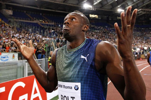 Usain Bolt still manages to be a showman after an unexpected 100m defeat in Italy