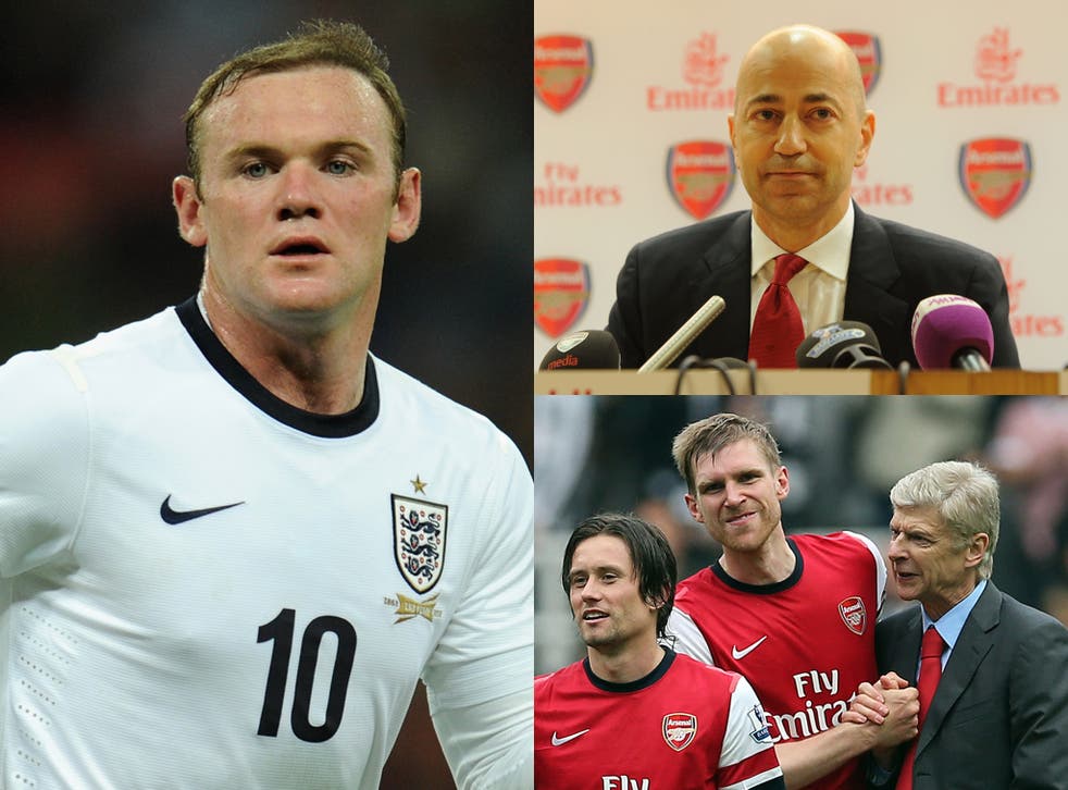 Wayne Rooney, Ivan Gazidis and Arsene Wenger