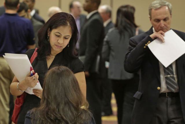 Activity at a career fair in Rolling Meadows, Illinois