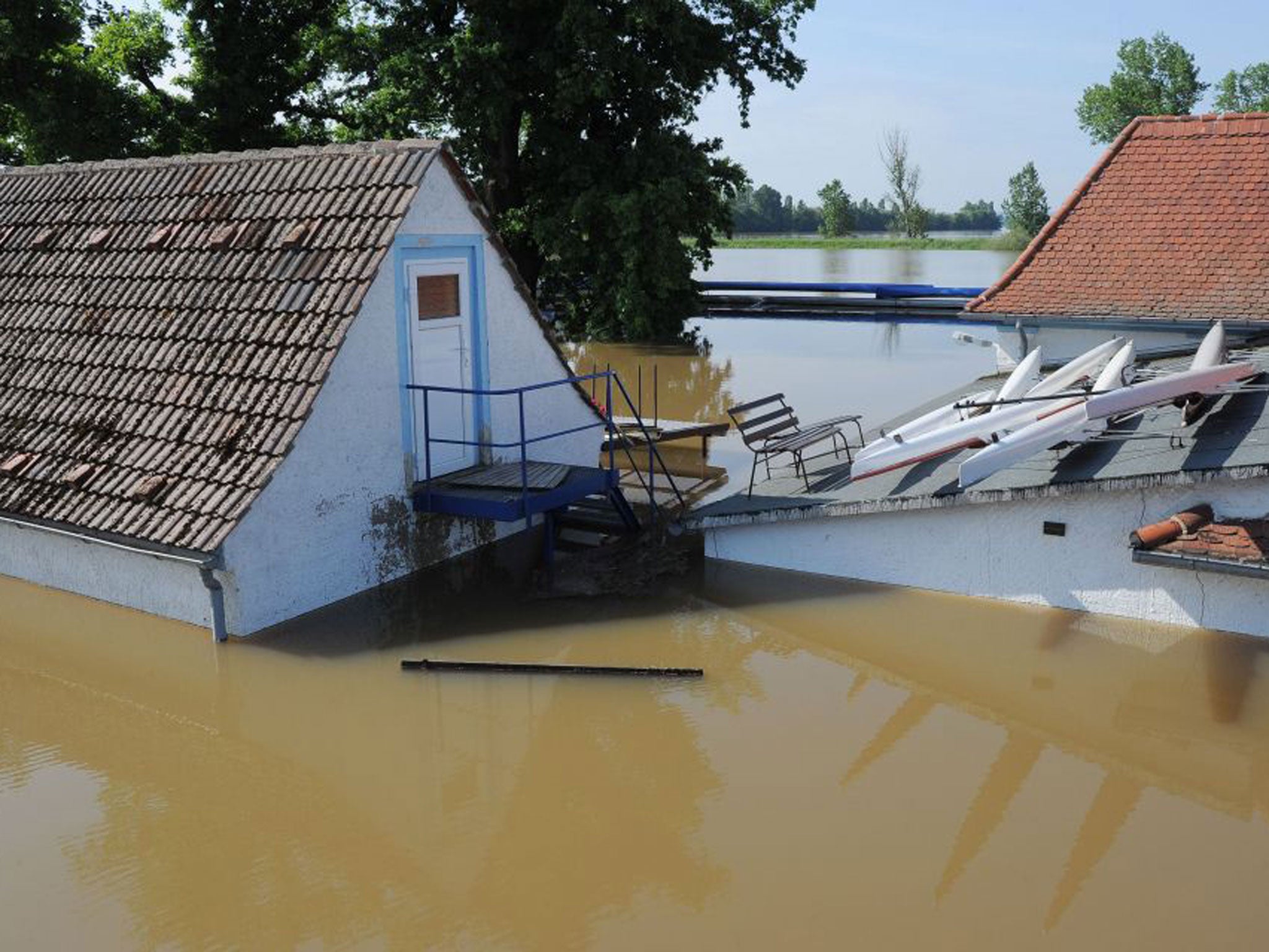 A house in the German town of Mühlberg is submerged after the Elbe flooded. Two-thirds of the town’s 2,000 inhabitants have fled