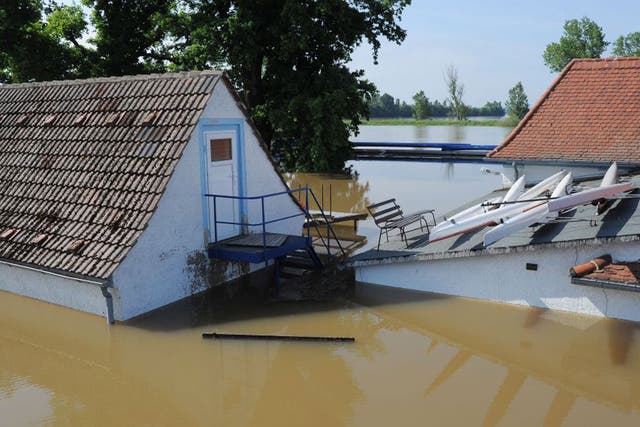 A house in the German town of Mühlberg is submerged after the Elbe flooded. Two-thirds of the town’s 2,000 inhabitants have fled