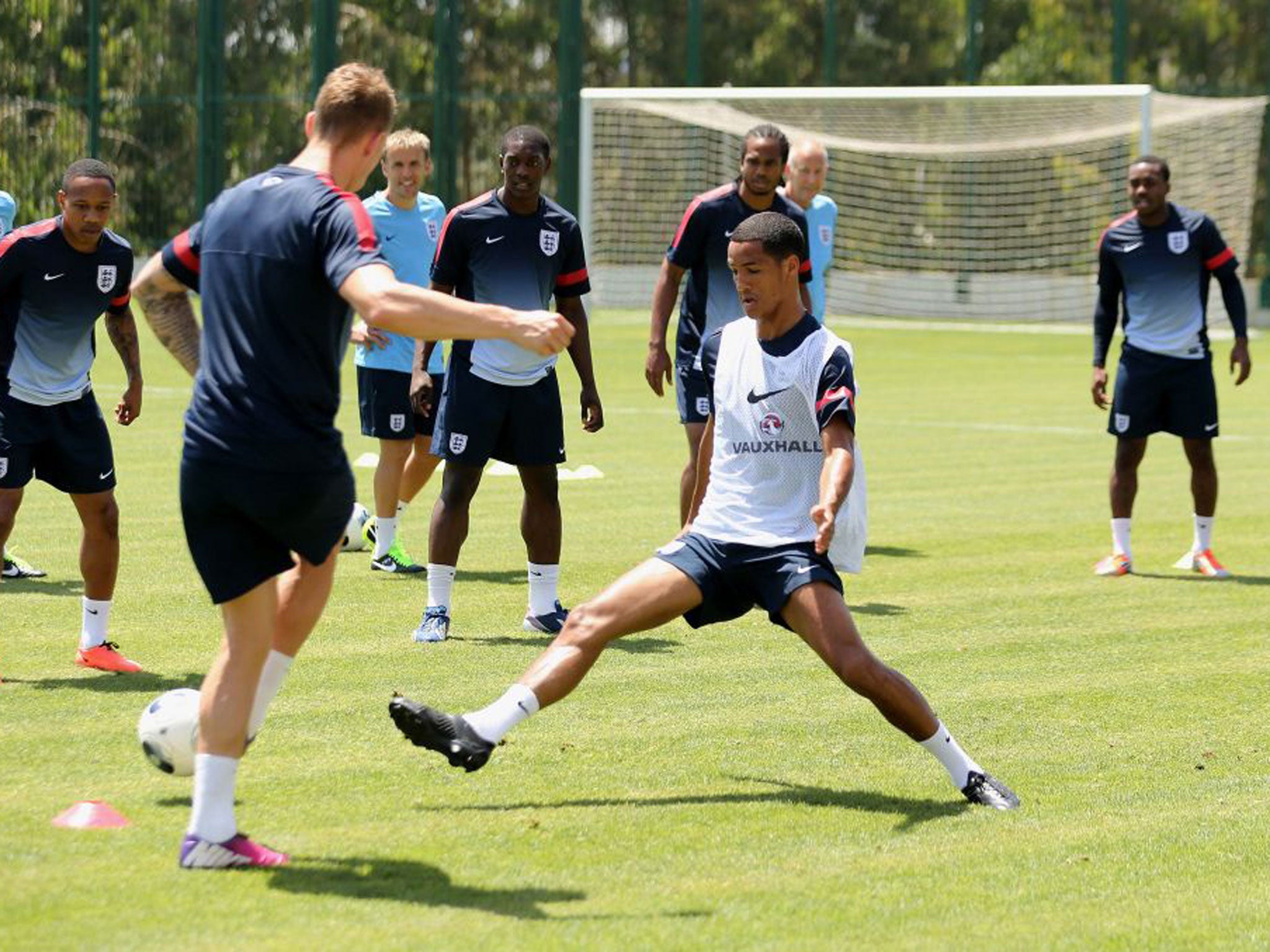 Tom Ince trains with the England Under-21s yesterday