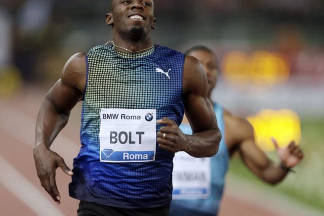 Usain Bolt finishes second in Rome, behind Justin Gatlin
