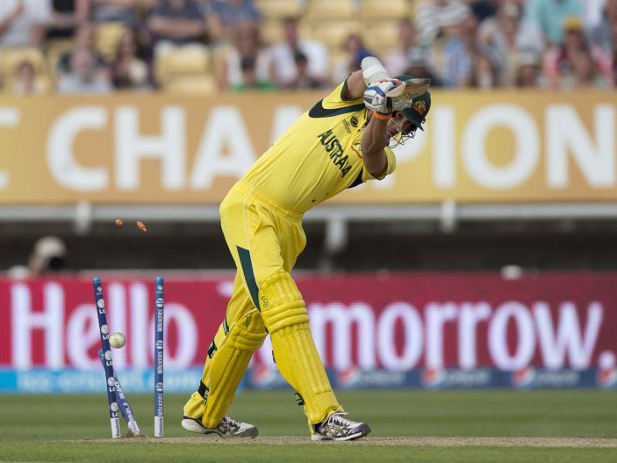 Mitchell Starc is bowled by James Anderson