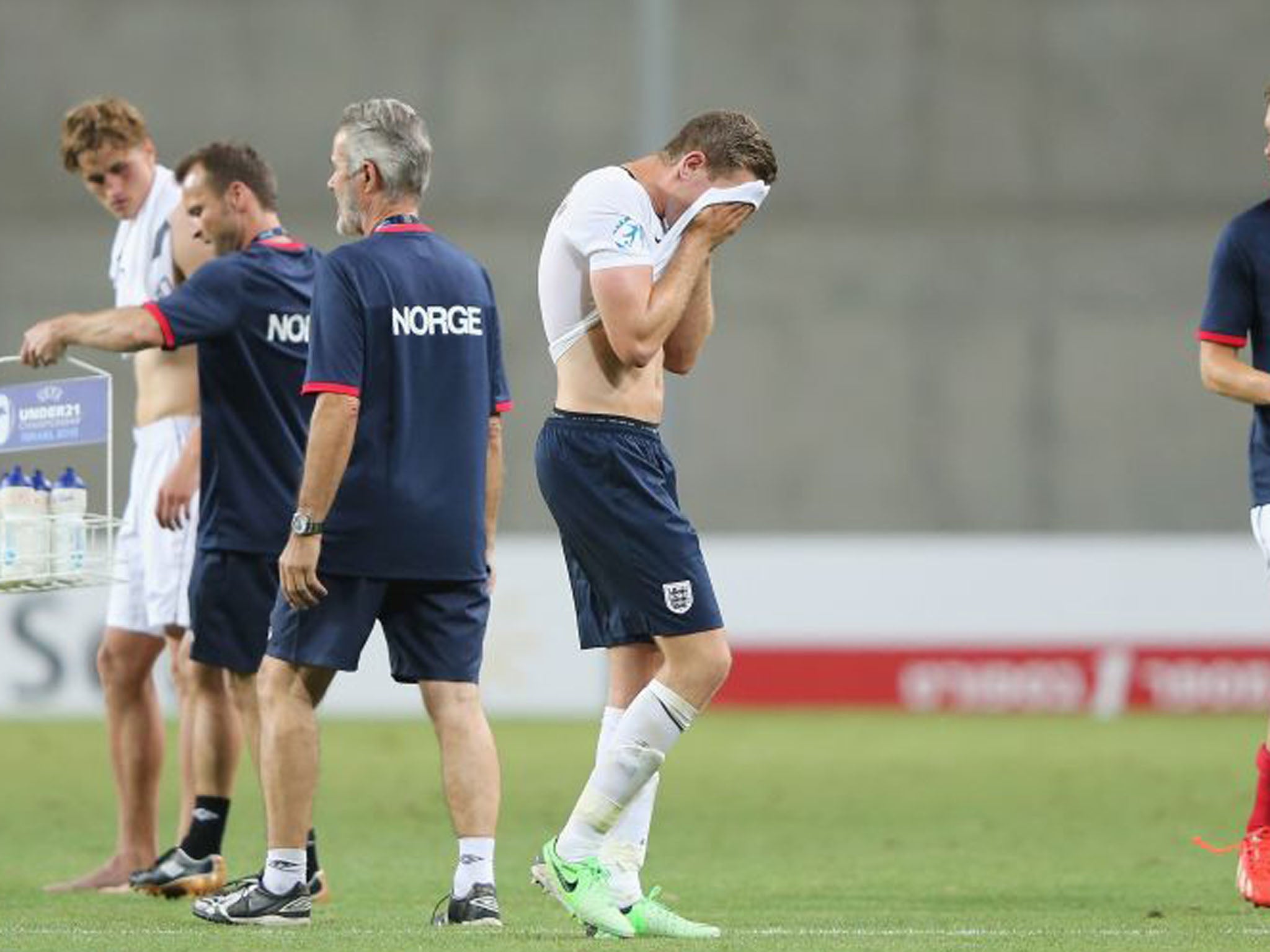 A dejected Jordan Henderson after the game. England have conceded more goals in two games