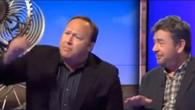 Alex Jones, left, ranting on The Sunday Politics Show