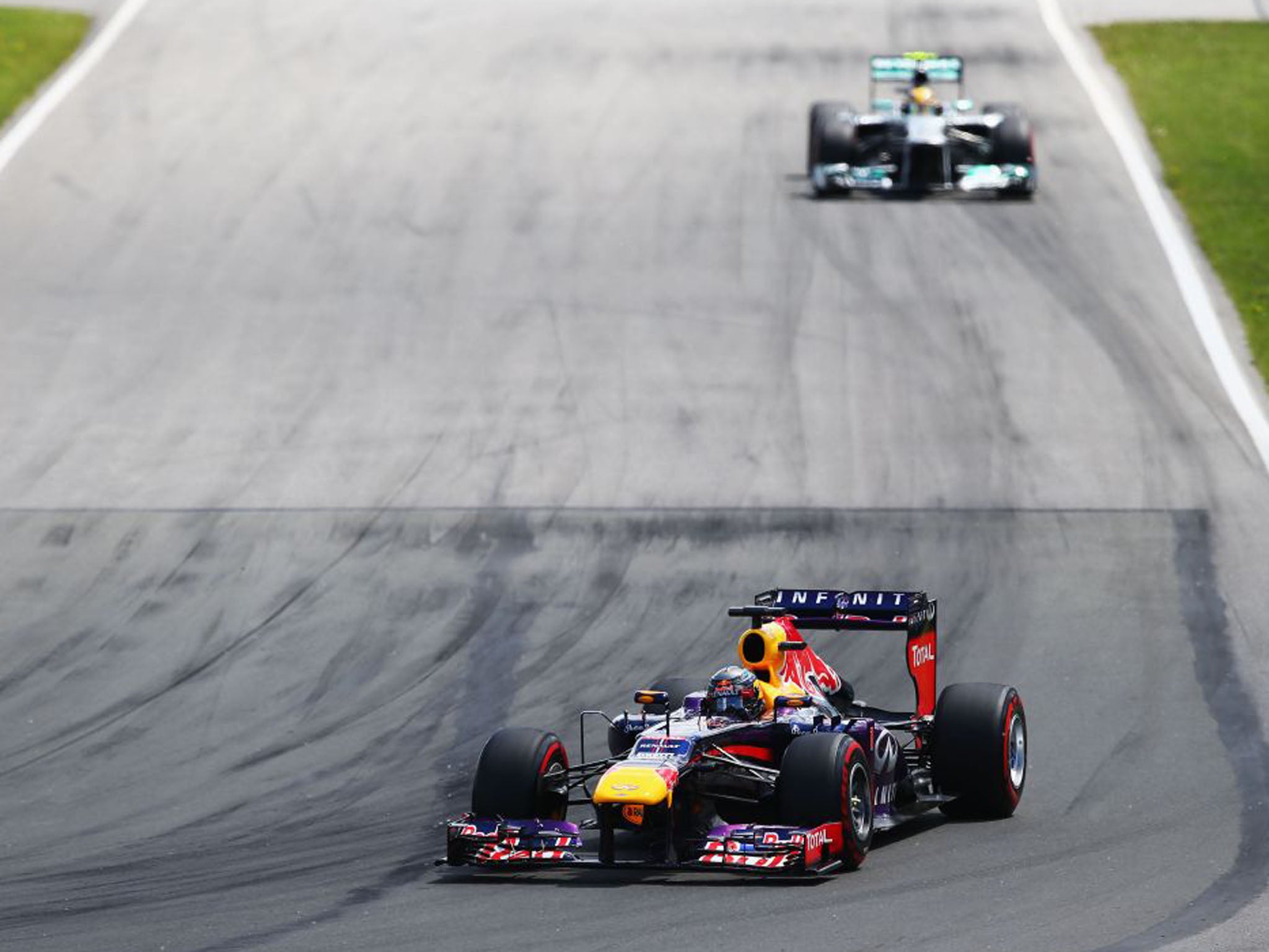 Sebastian Vettel in front of Lewis Hamilton. The German driver had a comfortable afternoon, nearly really being under pressure. It was a third win of the season for a driver who hasn't finished outside the top-four all season