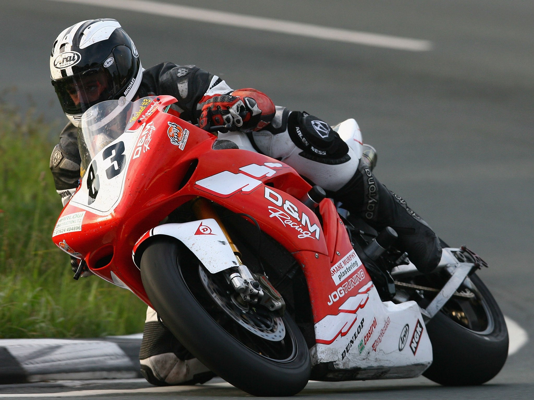 Michael Dunlop in action at the Gooseneck during Practice of the Isle of Man TT