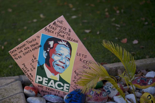 More messages left outside Nelson Mandela's home in Houghton, Johannesburg (Alexander Joe/AFP/Getty Images)