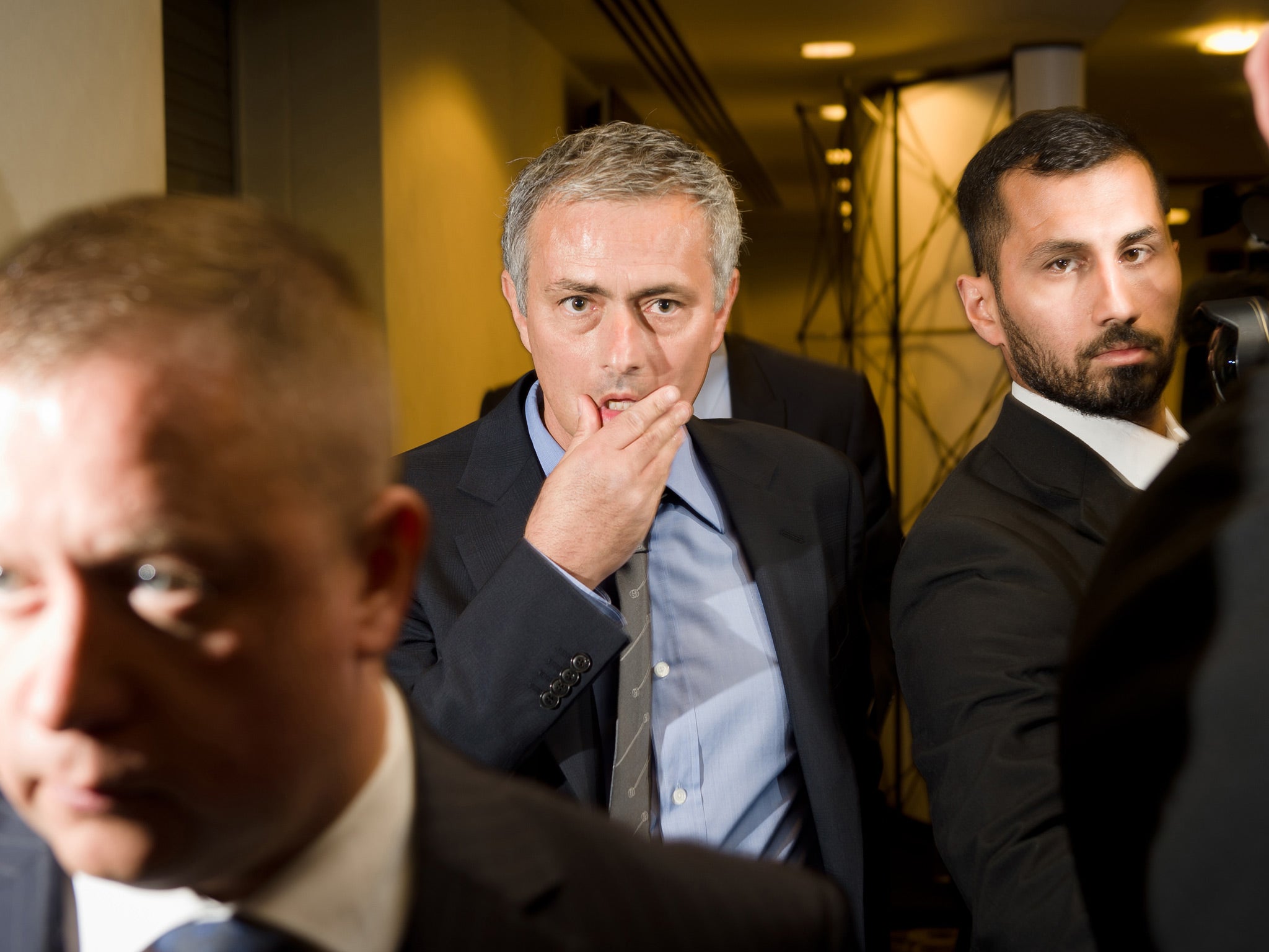 Jose Mourinho leaves after addressing the press