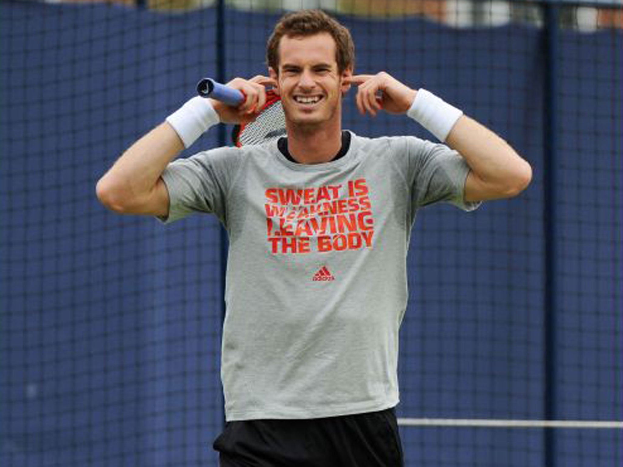 Andy Murray during training at Queen’s Club yesterday