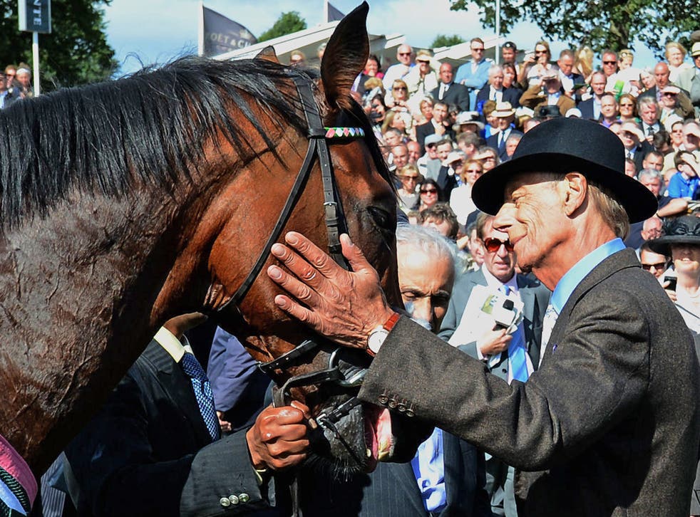 Cecil with Frankel after victory in the Juddmonte International Stakes at York last year