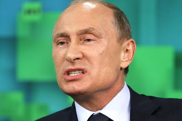 Vladimir Putin during his appearance on Russia Today