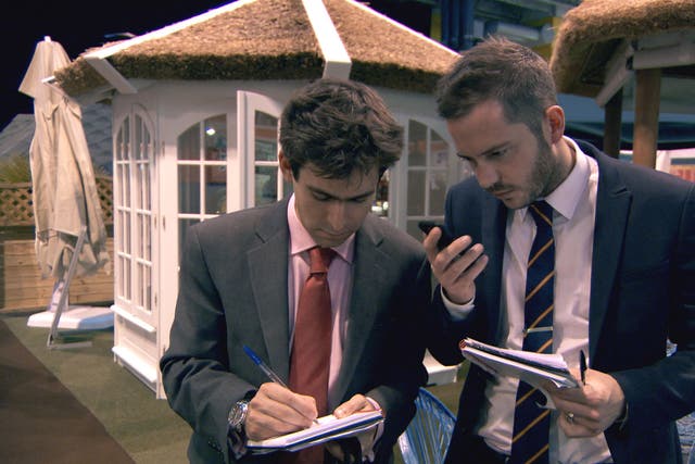 Apprentices Jason Leech and Neil Clough try to sell mobile homes and caravans