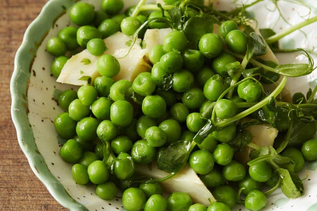 Peas, artichokes and mint make a luxurious starter or side dish
