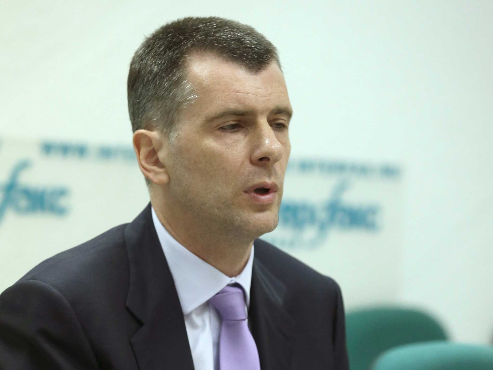 Mikhail Prokhorov speaking in Moscow today