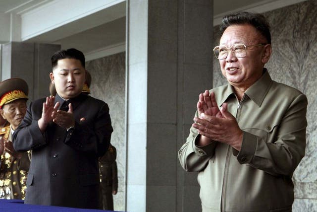 Kim Jong-il pictured next to his son and political heir Kim Jong-un