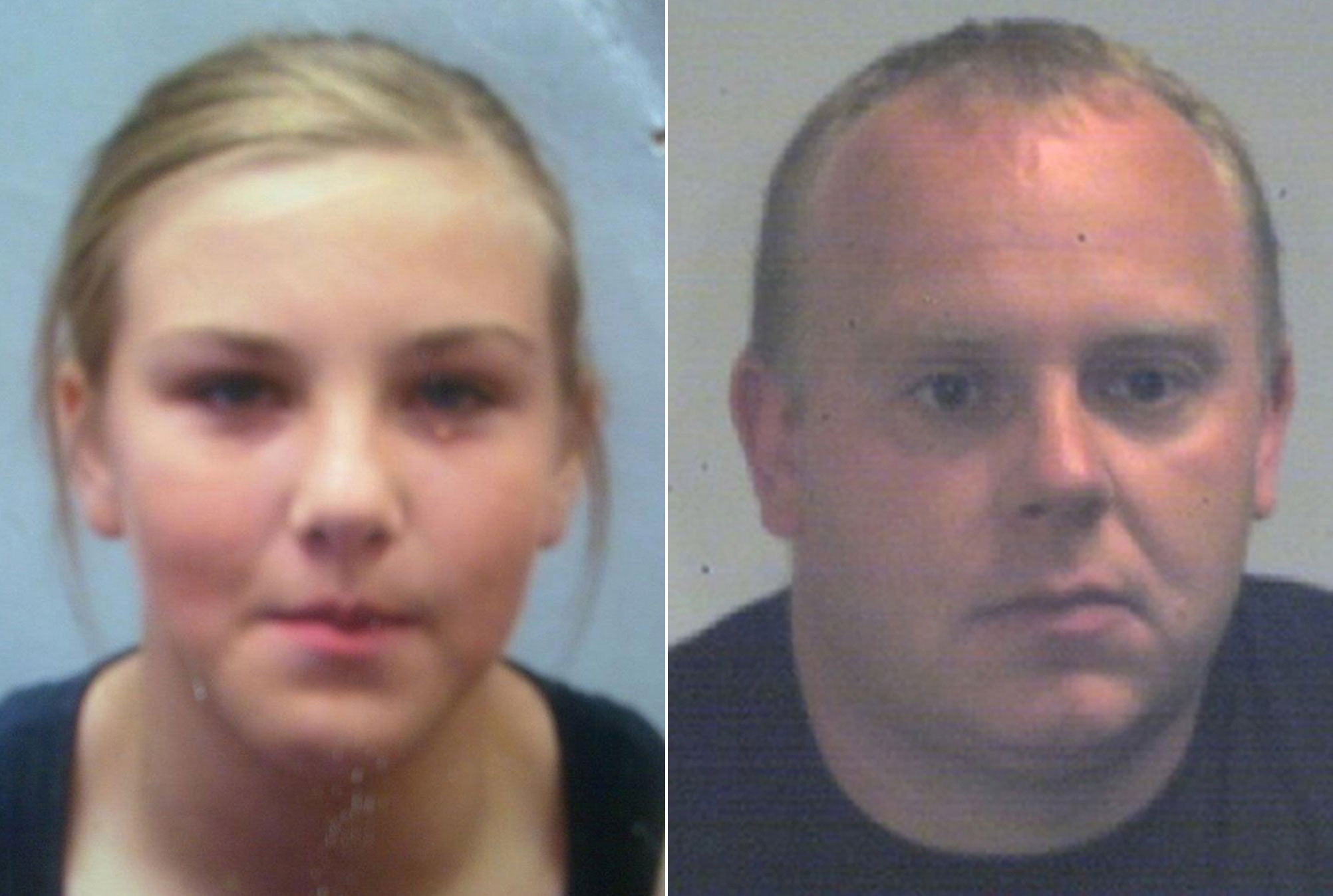 Missing 14 year old girl Lorna Vickerage, left and John Bush, right, 35. The teenager has been missing since 10 June and police believe she has vanished with a man over twice her age, believed to be John Bush