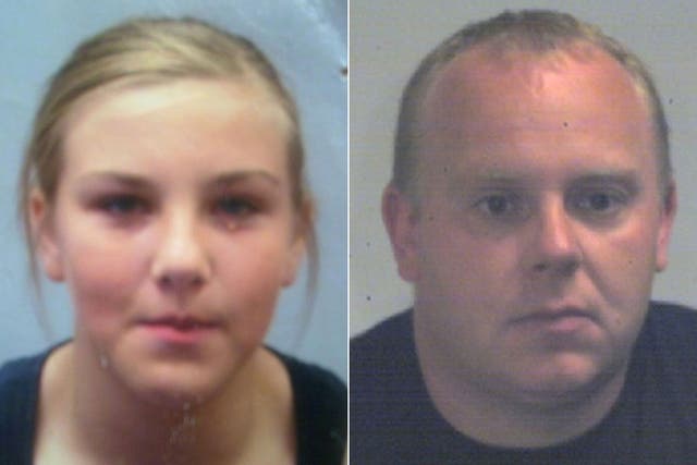 Missing 14 year old girl Lorna Vickerage, left and John Bush, right, 35. The teenager has been missing since 10 June and police believe she has vanished with a man over twice her age, believed to be John Bush