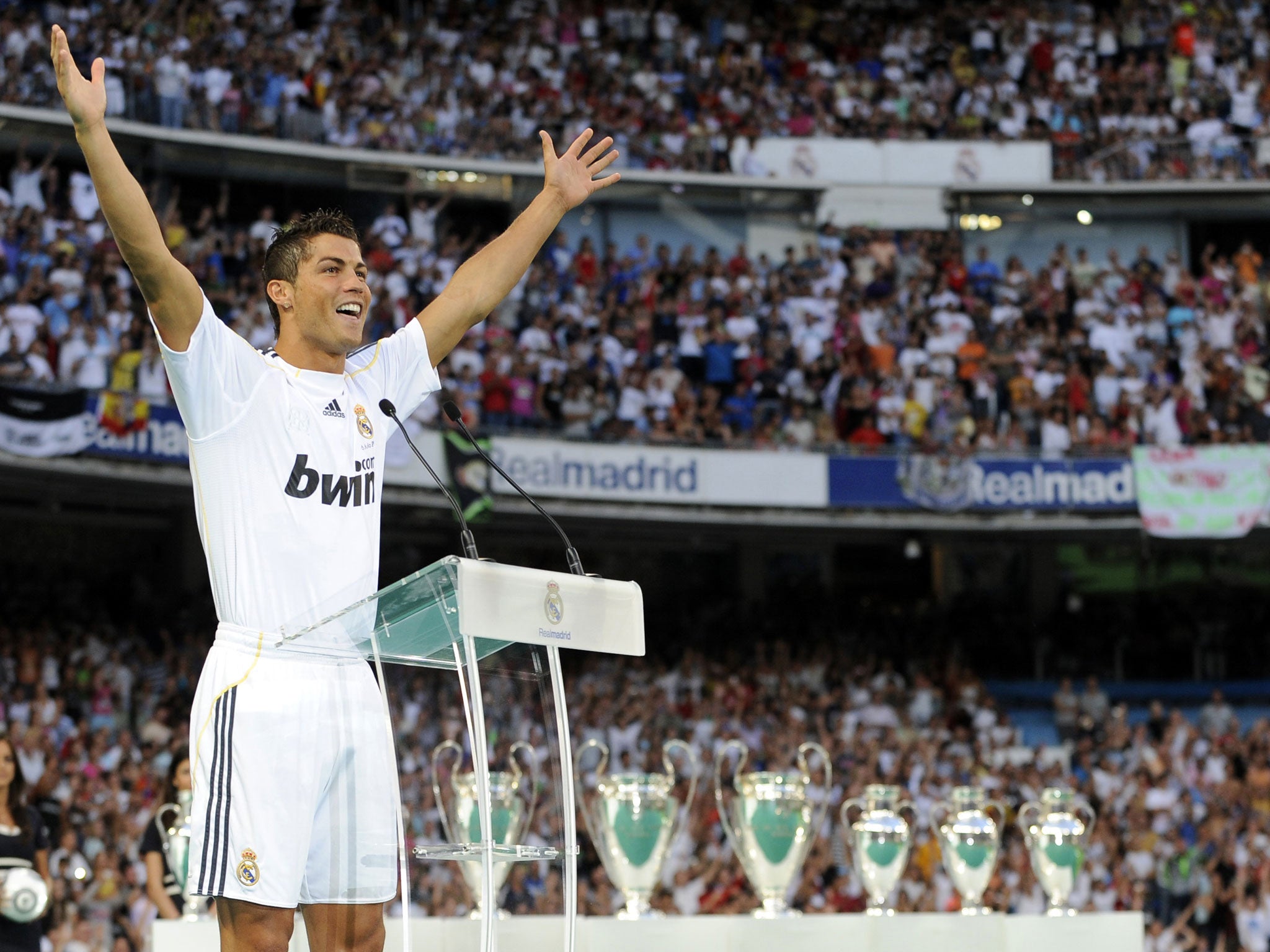 A record 80,000 Real Madrid fans turned out for Cristiano Ronaldo's unveiling at the Santiago Bernabeu after Real Madrid's resilient pursuit of the forward