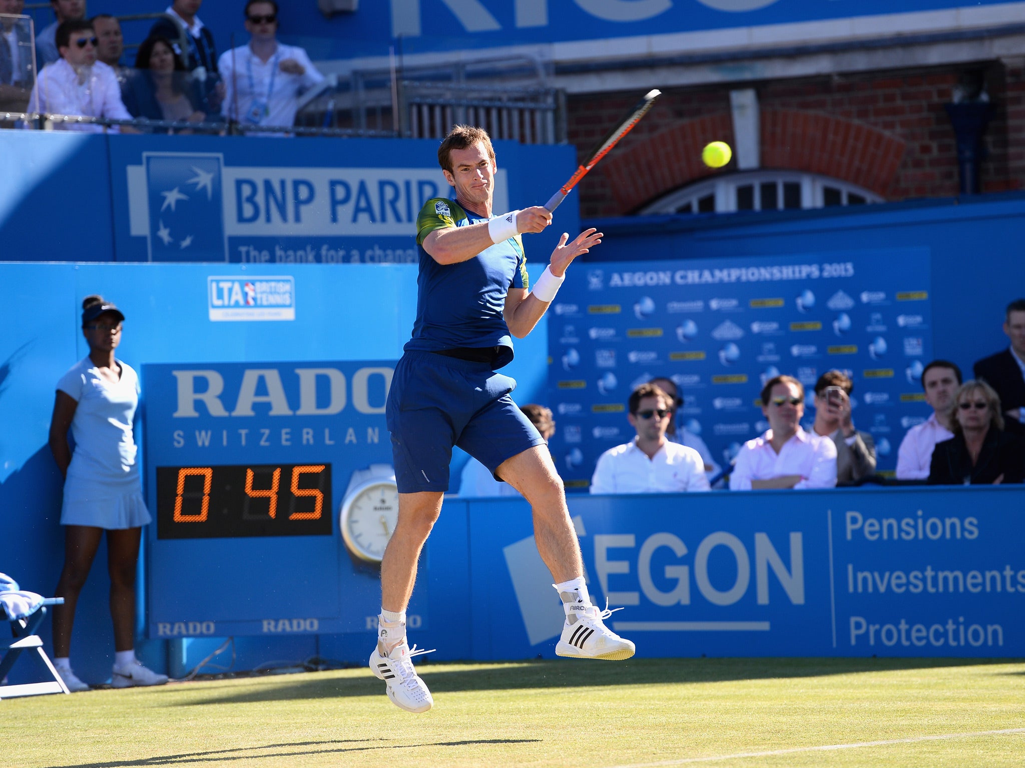 Andy Murray in action at Queens